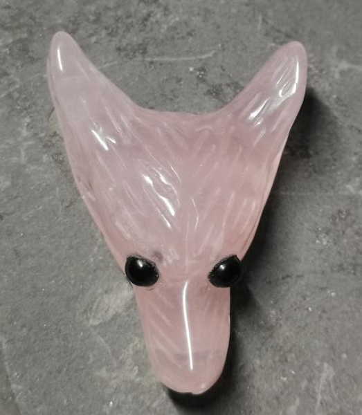 Rosenquarz Wolfskopf Anhänger